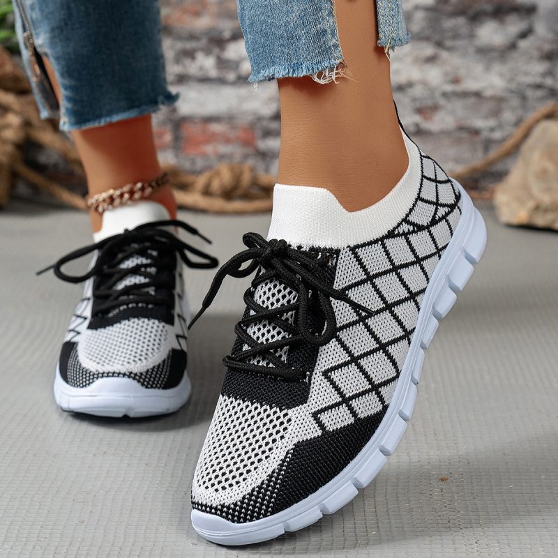 Comfortable Flyknit Lace Color Block Shoes