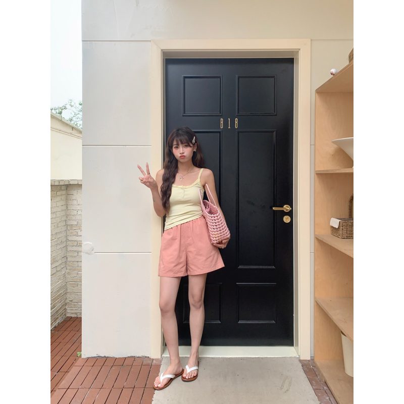 Elastic Waist Washed Cotton A- Line Shorts - Image 8