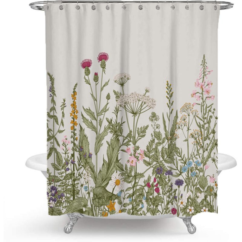 Color Floral Plant Shower Curtain - Image 4