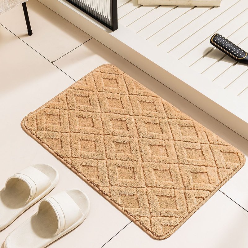 Absorbent Rhombus Plush Bathroom Door Mat - Image 6