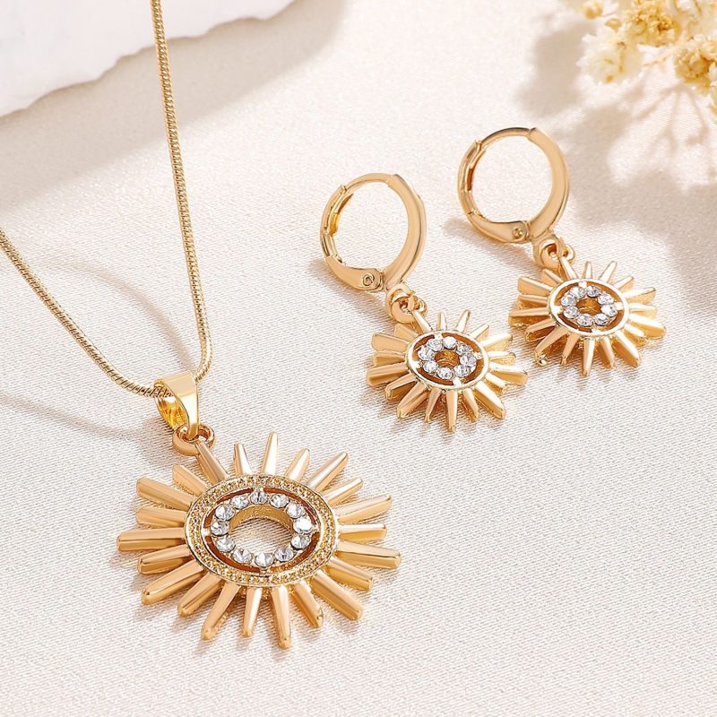 Sunflower Earrings Necklace Jewelry Suit - Image 3