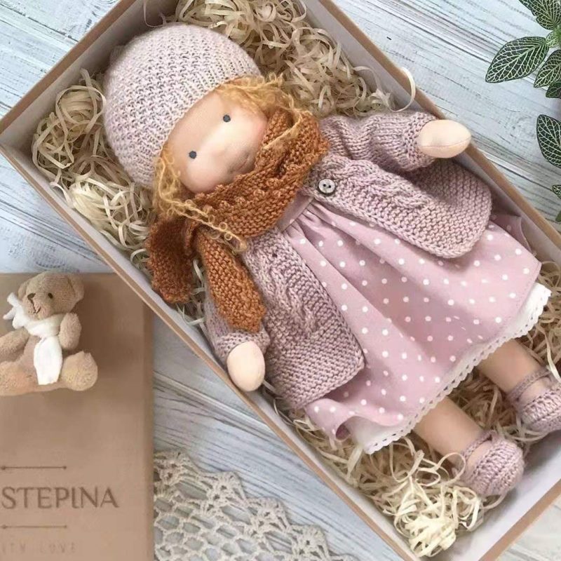 Handmade Golden Curly Girl Plush Doll - Image 8