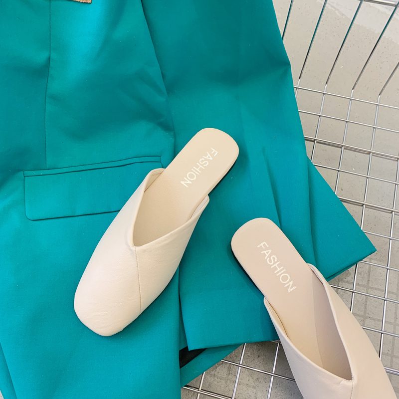 Square Toe Cap Half Slippers - Image 5