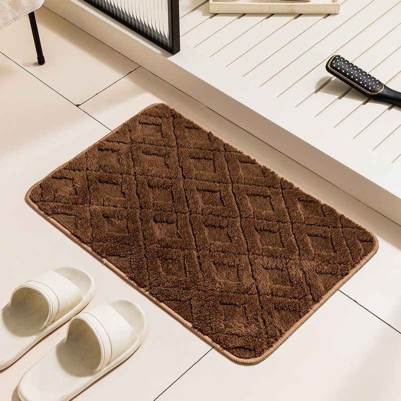 Absorbent Rhombus Plush Bathroom Door Mat - Image 7