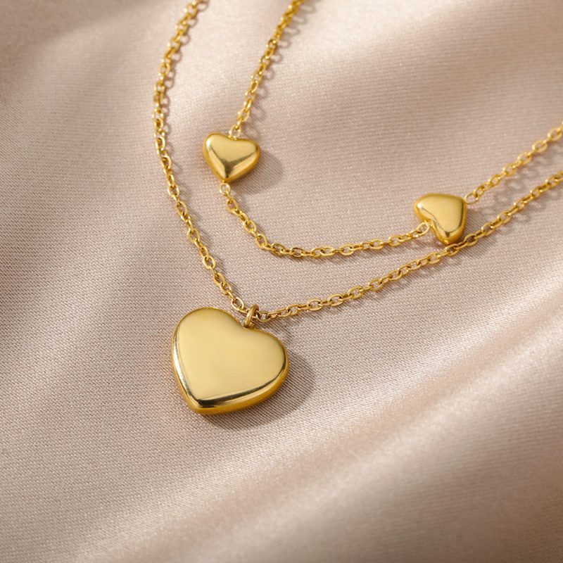 Multilayer Heart Pendant Zircon Necklaces For Women - Image 8