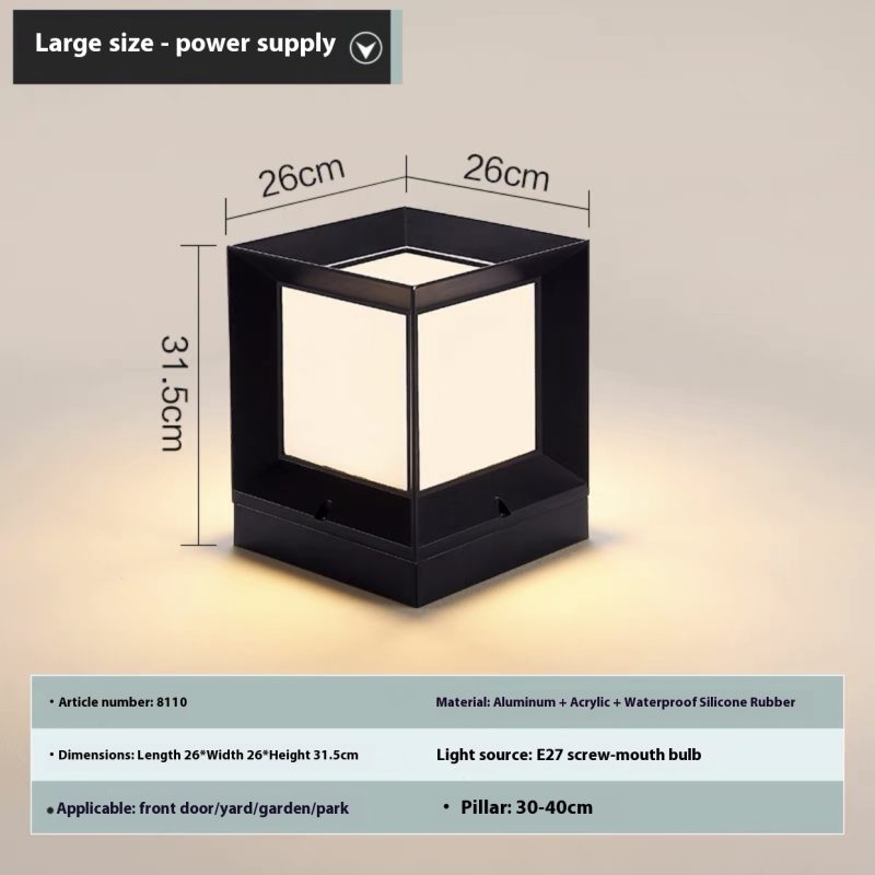 Waterproof Pillar Outdoor Cubic Garden Lamp - Image 9