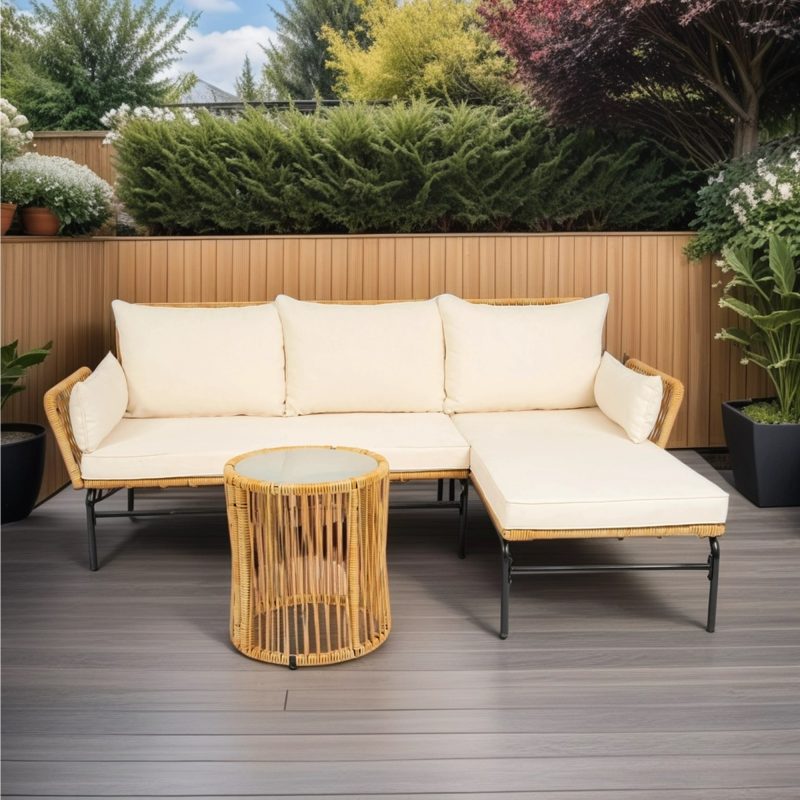 3 Pieces Outdoor Patio Wicker Table And Sofa Chairs - Image 3