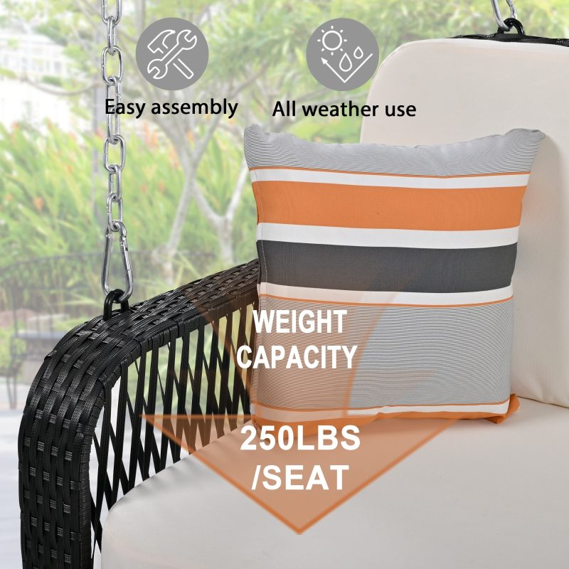 2-Seater Hanging Wicker Swing Bench With Chain - Image 7
