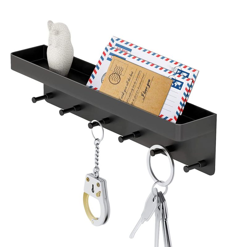 Stainless Steel Wall Hanging Key Holder With Shelf - Image 2