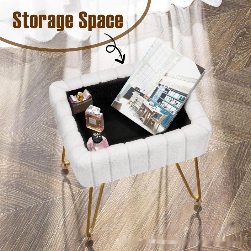 White Square Dresser Stool - Image 5
