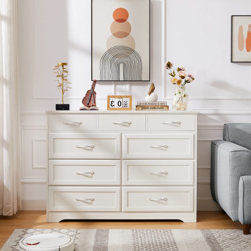 9-Drawer Wood Chest Bedroom Dresser With Antique Handle - Image 2