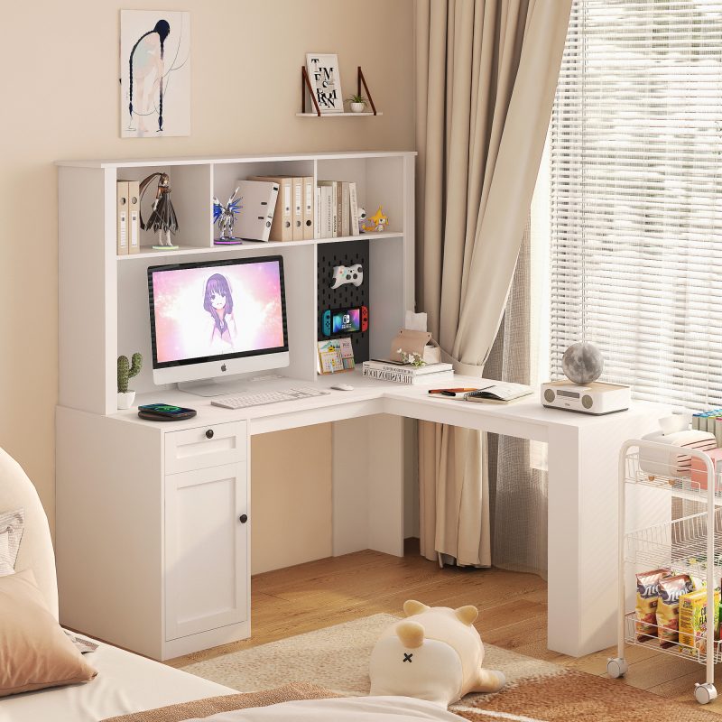 L Shaped Computer Desk Drawers With Storage - Image 2
