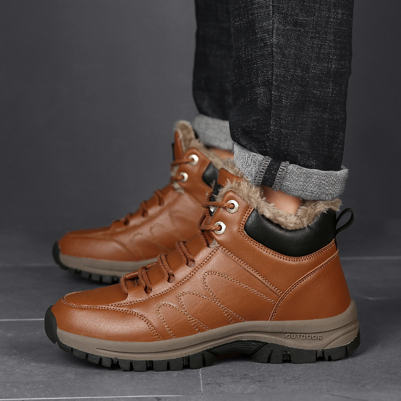 Winter Warm Leather Shoes With Plush