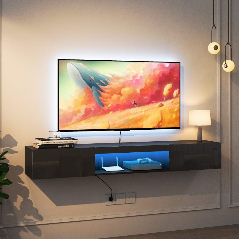Floating TV Stand Wall Mounted With 16 Color LEDs - Image 6