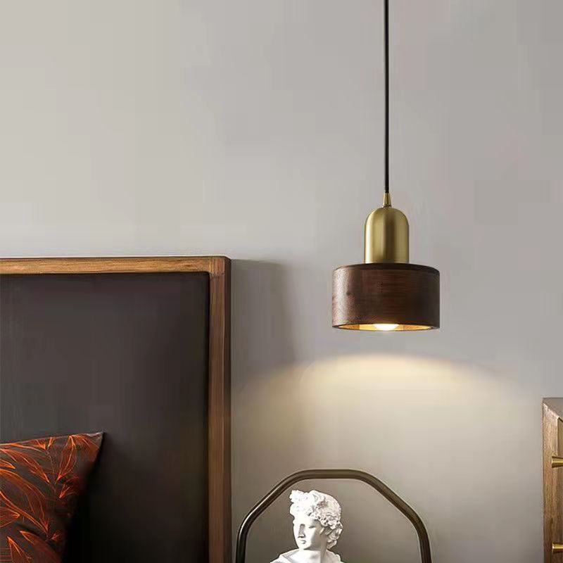 Solid Wood Vintage Brass Walnut Lamp