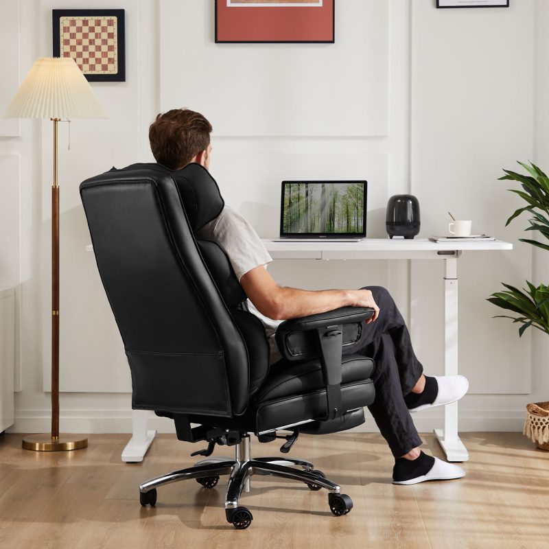 Ergonomic Pure Leather Desk Chair - Image 9