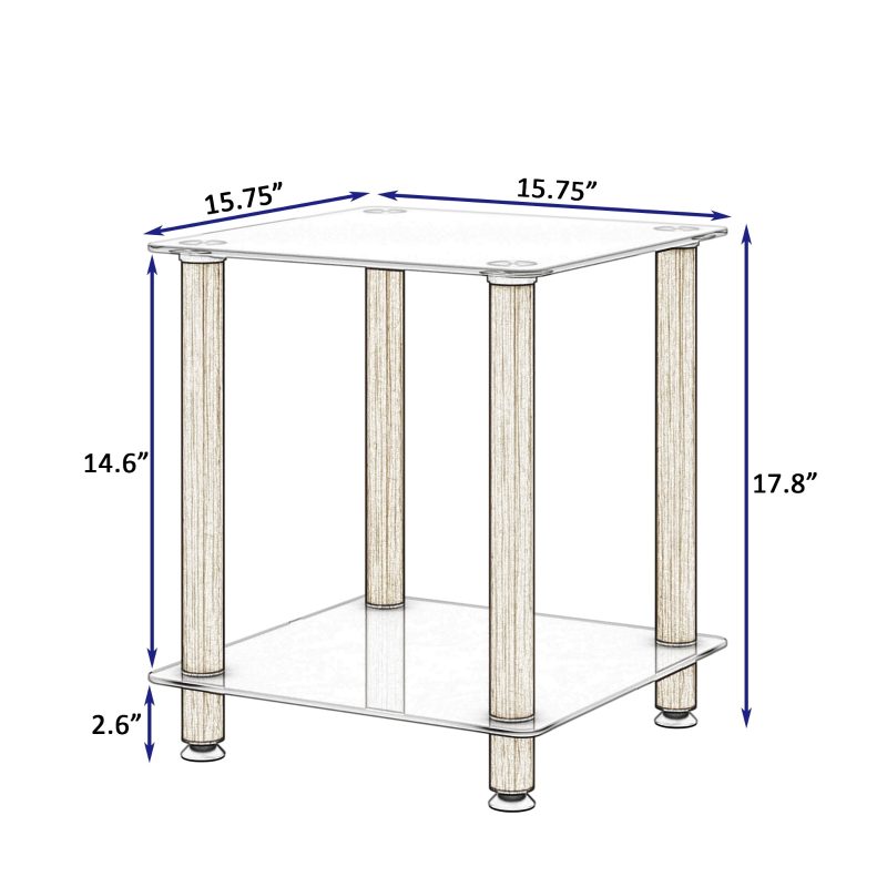 2-Tier Modern White Oak Sofa Side Table - Image 3
