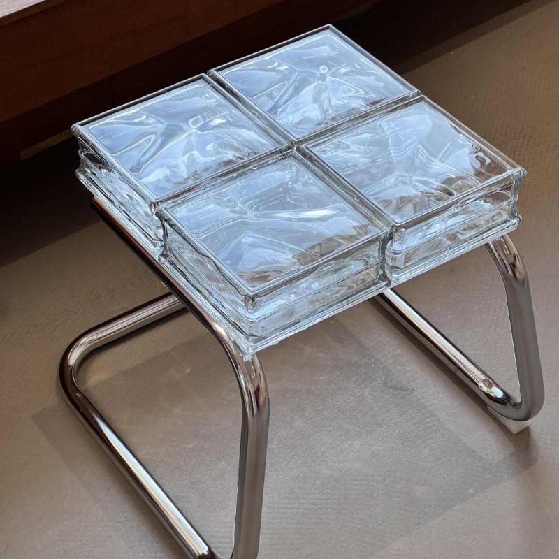 Handmade Crystal Glass Bricks Coffee Table