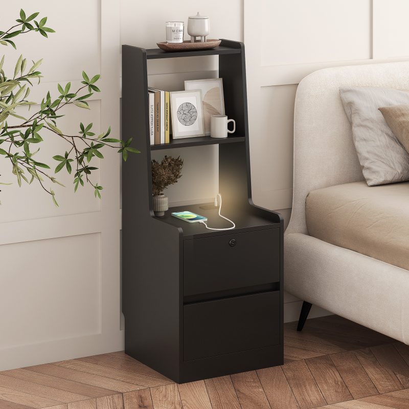 Modern Smart Nightstand With Charging Station - Image 8