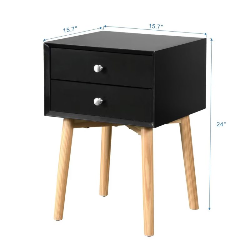 Mid-Century Modern Storage Cabinet Table With 2 Drawers - Image 3
