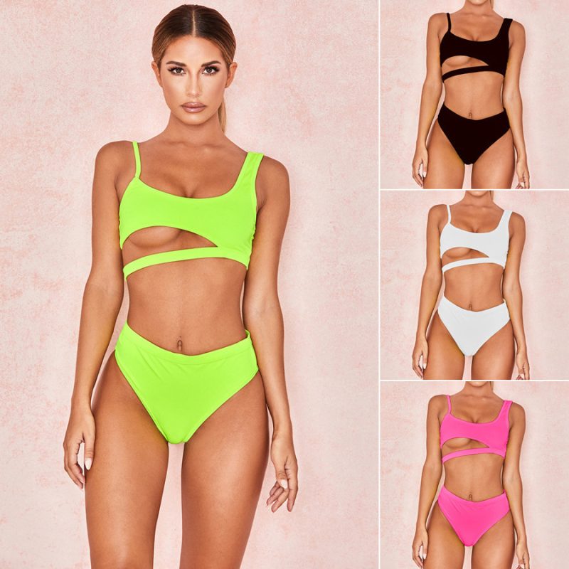 Asymmetrical Cheeky Cutout Bikini Swimsuit