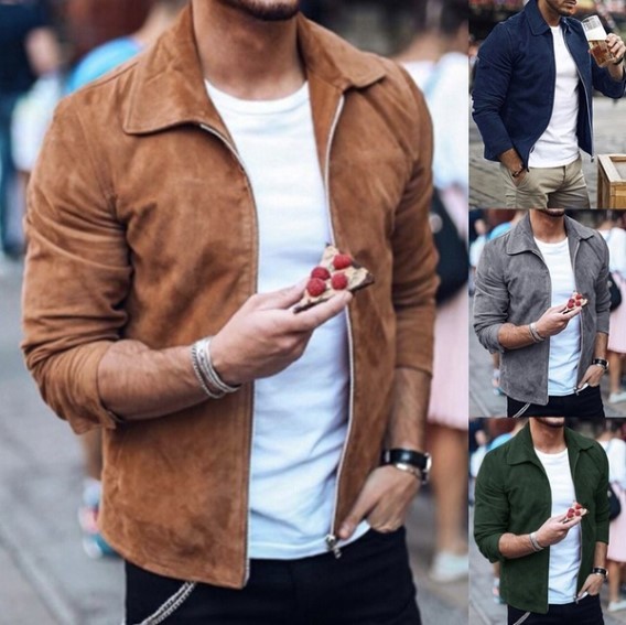 Casual Men Slim Turn down Collar Jackets