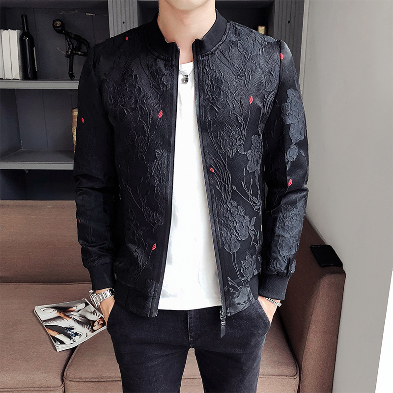 Bomber Jacket Men Green Collar