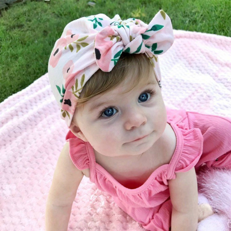 Children Printed Rabbit Knot Baby Cap