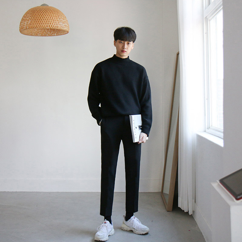Loose Cropped Men's Straight-Leg Pants Trousers
