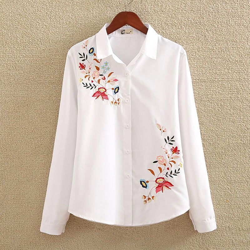 Women's Long-Sleeved Embroidered Shirt