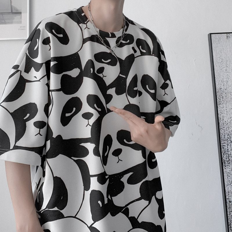 Full Print Panda Short-sleeved T-shirt Men - Image 5