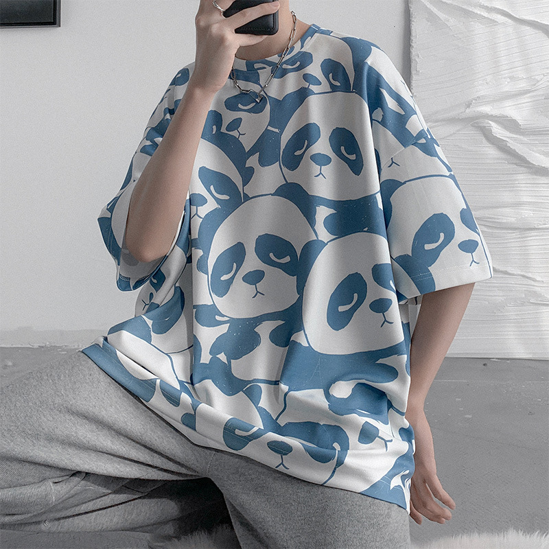 Full Print Panda Short-sleeved T-shirt Men