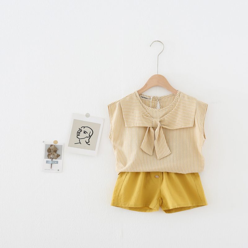 Children's Sleeveless Striped Pants Suit