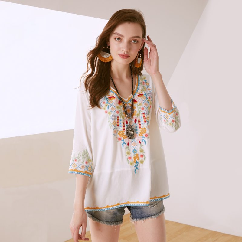 Women's Embroidery Loose Slimming Shirt