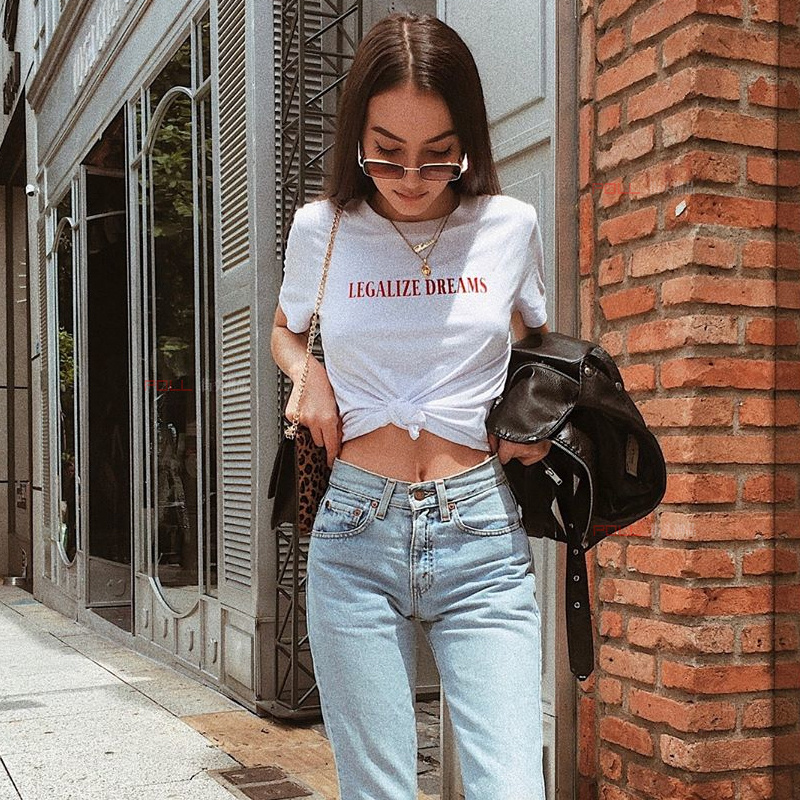 English Alphabet Printed White Blouse