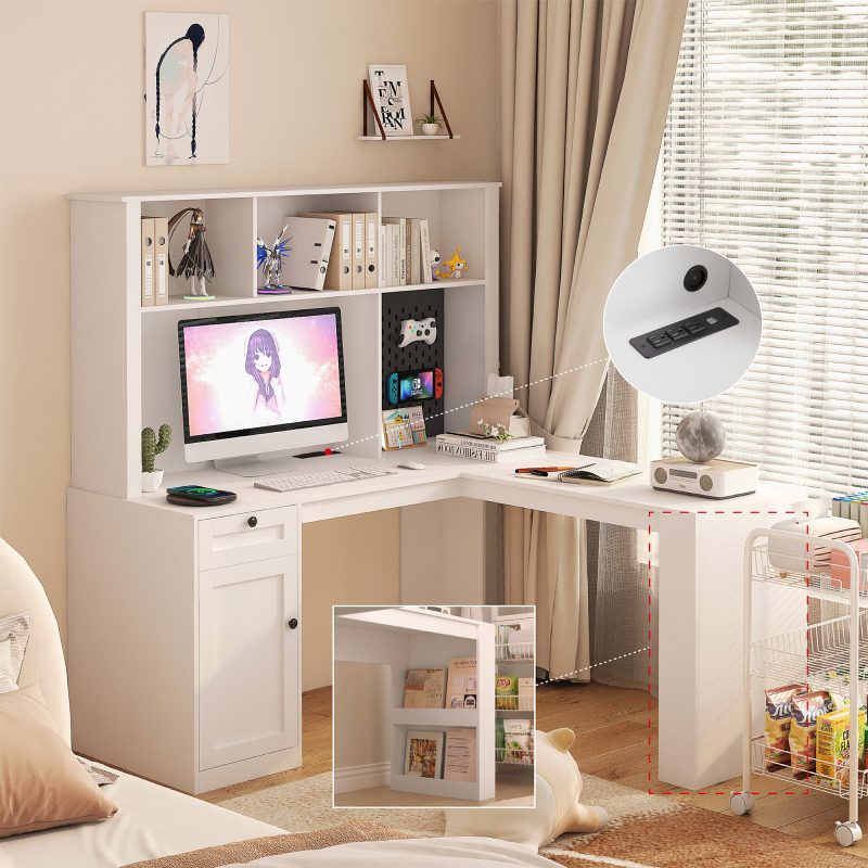 L Shaped Computer Desk Drawers With Storage - Image 6
