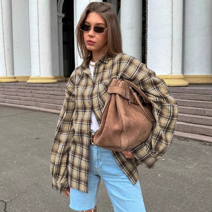 Retro Plaid Shirt For Women