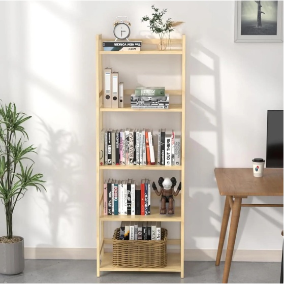 Modern Bamboo Book Shelf Storage Organizer