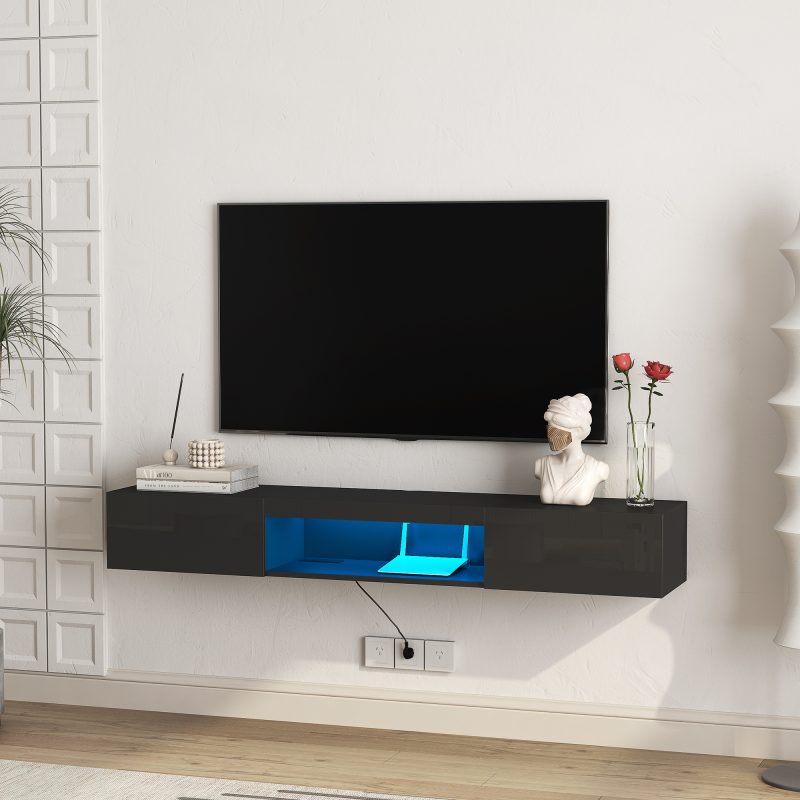 Floating TV Stand Wall Mounted With 16 Color LEDs - Image 8