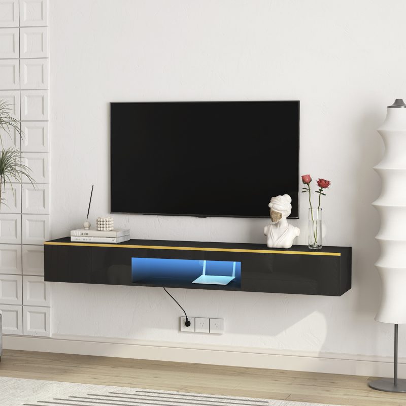 Floating TV Stand Wall Mounted With 16 Color LEDs - Image 7