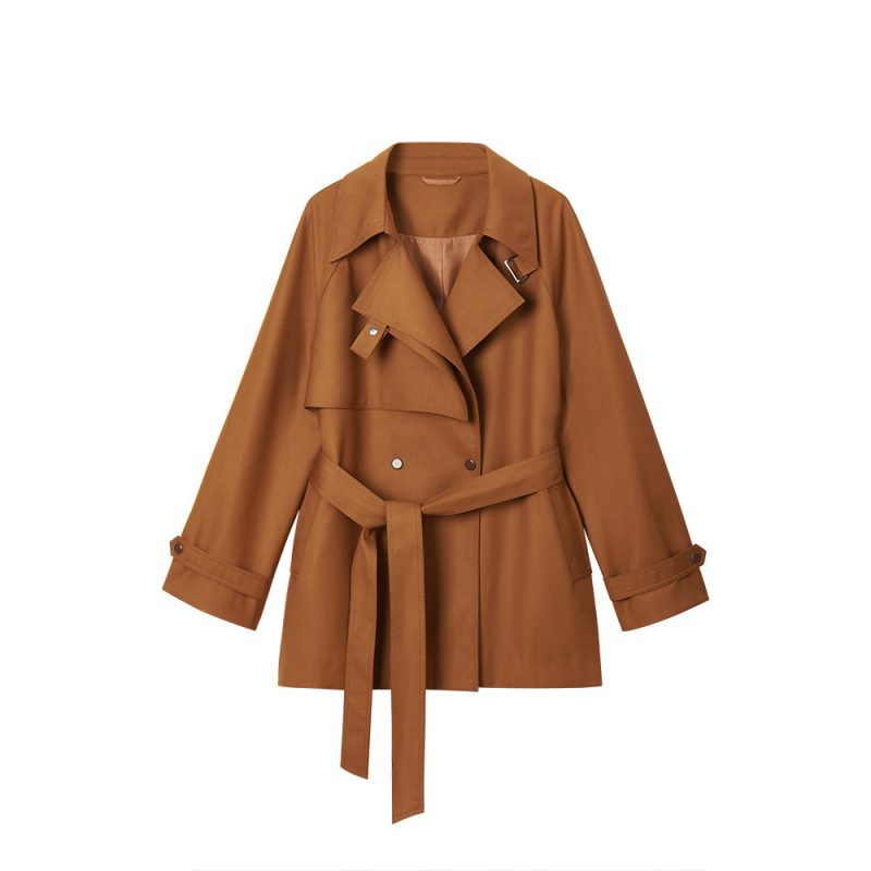 Asymmetric Loose Casual Mid-length Trench Coat - Image 8