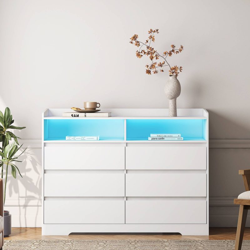 LED Lights Modern Dresser With 6 Drawers - Image 6