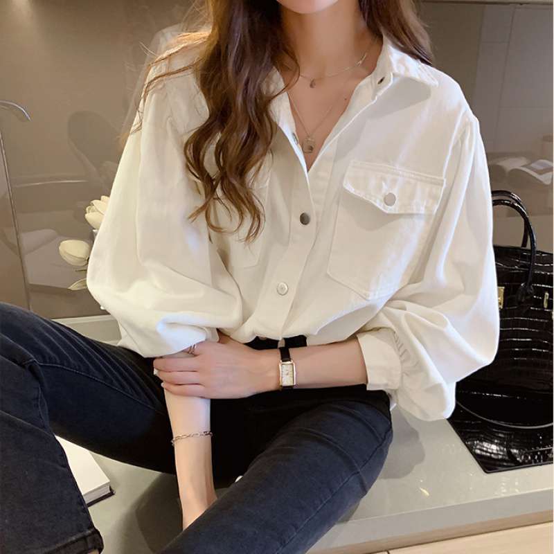 Women Long Sleeve Pocket Blouse Shirts