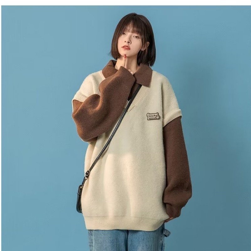 Polo Collar College Style Knitwear