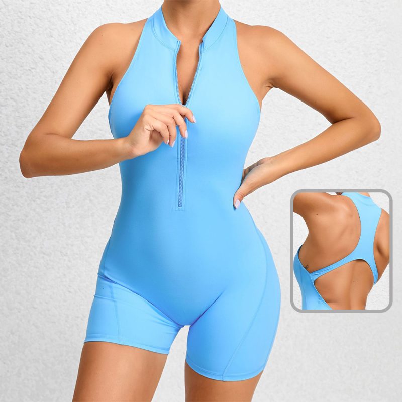 Sleeveless Zippered Yoga Fitness Jumpsuit