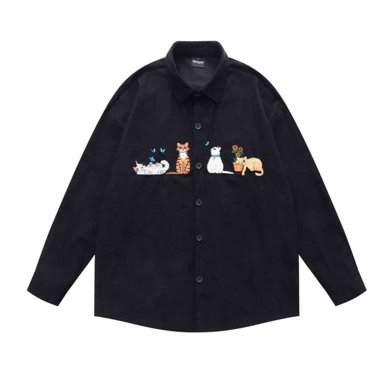 Long Sleeved Cute Cat Lover Men's Shirt - Image 2