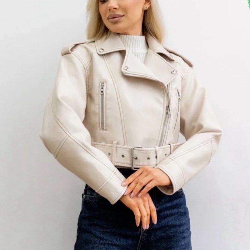 PU Zipper Faux Leather Motorcycle Jacket