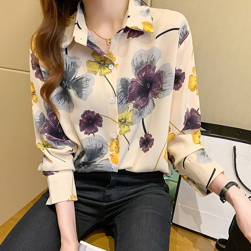 Women's Chiffon Floral Loose Shirt