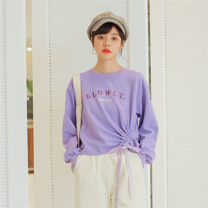 Long Sleeve Round Neck Printed T-shirt for Women
