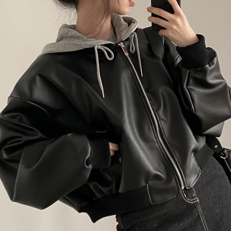 2-Pcs Short Leather Jacket - Image 2